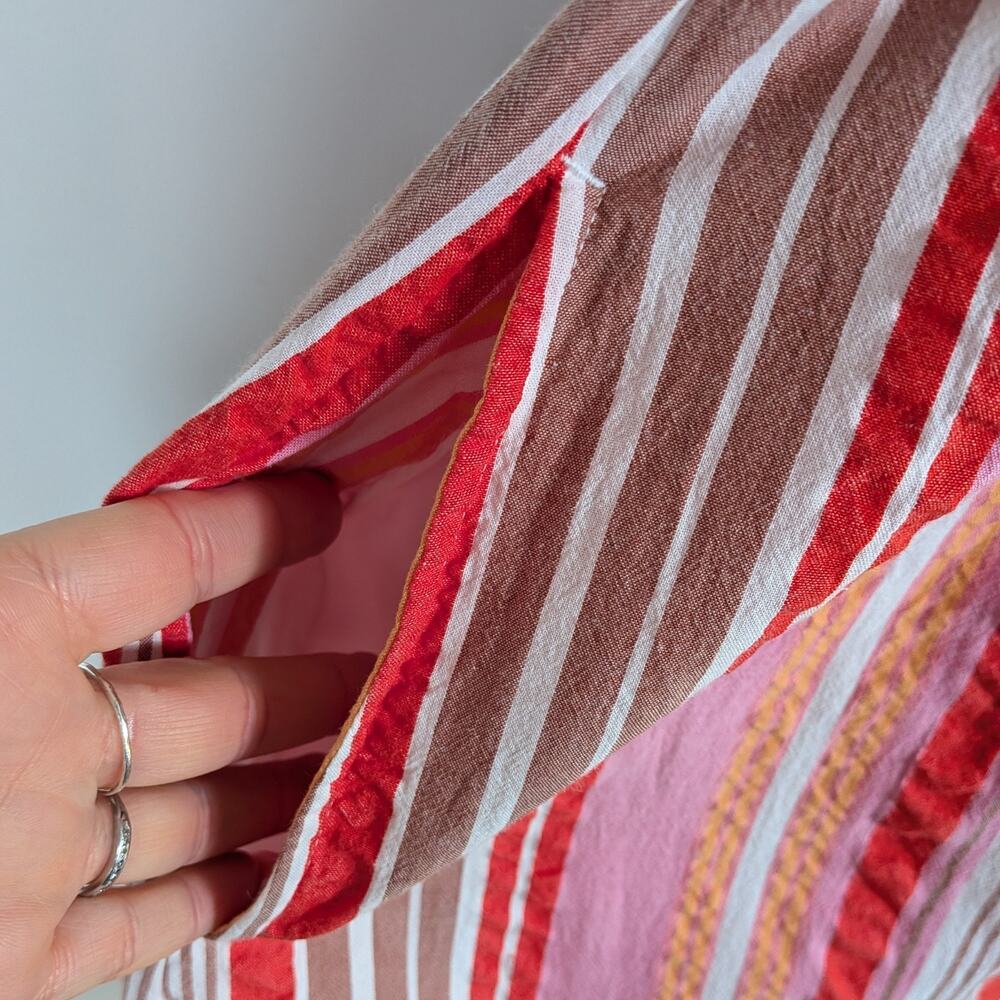 Loft Midi Dress 6 Red Orange Pink Stripe Halter Babydoll Sundress Beach Vacation - Picture 3 of 10